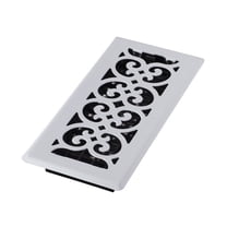 Decor Grates FS410-WH Scroll Design Floor Register, 4x10 Inches, White Finish