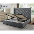 thumbnail image 5 of Jocisland Queen Size Lift Up Storage Bed, Upholstered Platform Bed Frame and Velvet Button Tufted Headboard with Wingback, Hydraulic Storage, No Box Spring Needed, Easy Assembly, Gray, 5 of 7