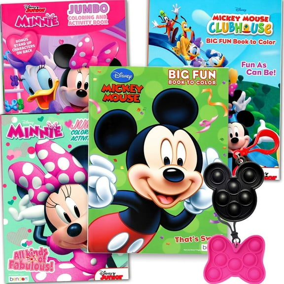Disney Mickey Mouse and Minnie Coloring Book Set for Kids - Bundle with Disney Activity Books for Boys and Girls – Includes Mickey and Minnie Coloring, Games, Puzzles, Stickers and More