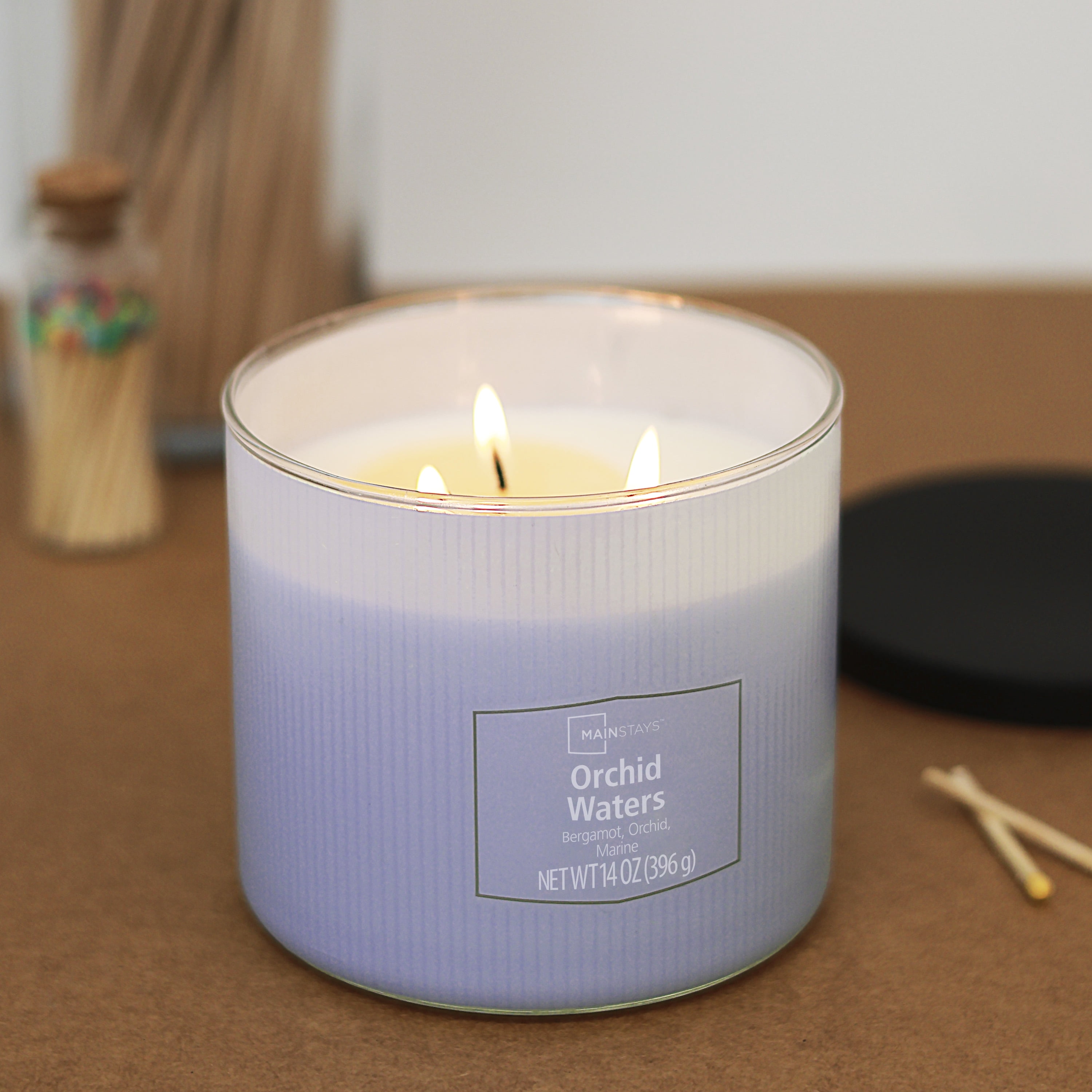 Mainstays 3-Wick Textured Wrapped Orchid Waters Scented Candle, 14 oz, MAINSTAYS PL MS TEX ORCHID