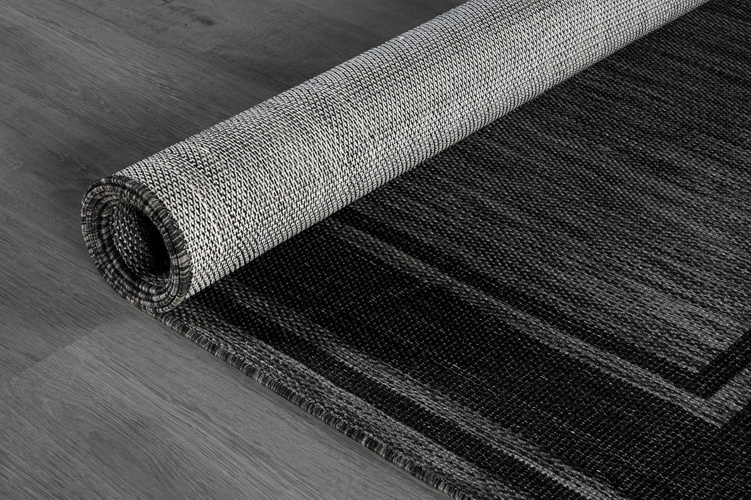 Beverly Rug Floral Bordered Washable Outdoor Indoor Area Rugs 10x14 Black