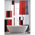thumbnail image 5 of Black Red Sheer Curtains for Living Room Bedroom, Light-filtering Sheer Curtain, Color Block Stitching Rod Pocket Voile Window Treatment Drapes, 52’’Wx96’’L, 2 Panels Set, 5 of 7