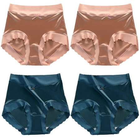 4pcs Women s Ice Silk Panties Women s Traceless invisible ice Silk Elastic Lace Panties-Type:style 2;