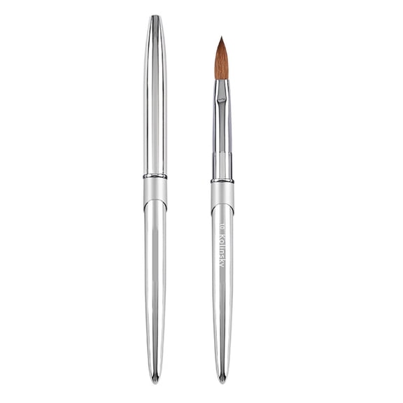 Nail art brush, Metal/Natural hair, 17 cm, Silver