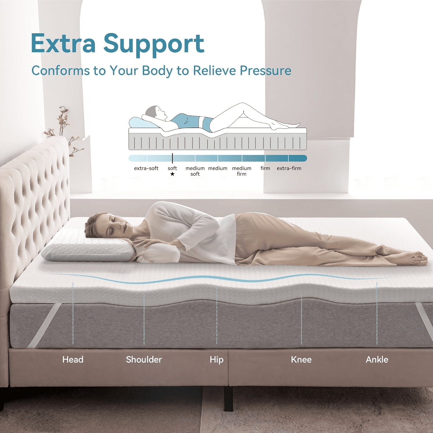Gel Memory Foam Mattress, 2-Inch Size, Breathable Mattress with Removable Cover, High Density Mattress for Pain Relief