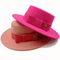 thumbnail image 4 of Sombreros Fedora redondos y cóncavos para hombre y mujer, cinta elástica con lazo superior plano, superficie convexa, sombrero de jazz de fieltro, venta al por mayor, 4 of 4