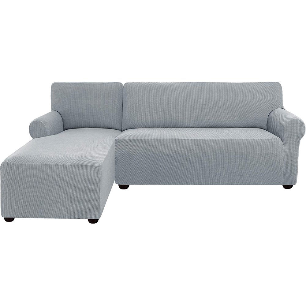 Subrtex Stretch 2Piece Textured Grid LShaped Sectional Sofa Slipcover (2Seater Left Chaise