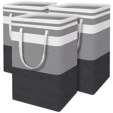 3-Pack Laundry Basket Set, Freestanding®Waterproof Laundry Basket Set, 75L Collapsible Tall Clothes Hamper with Easy Carry Handles