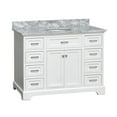 thumbnail image 6 of Aria 48" Bathroom Vanity with White Cabinet and Carrara Marble Top, 6 of 7