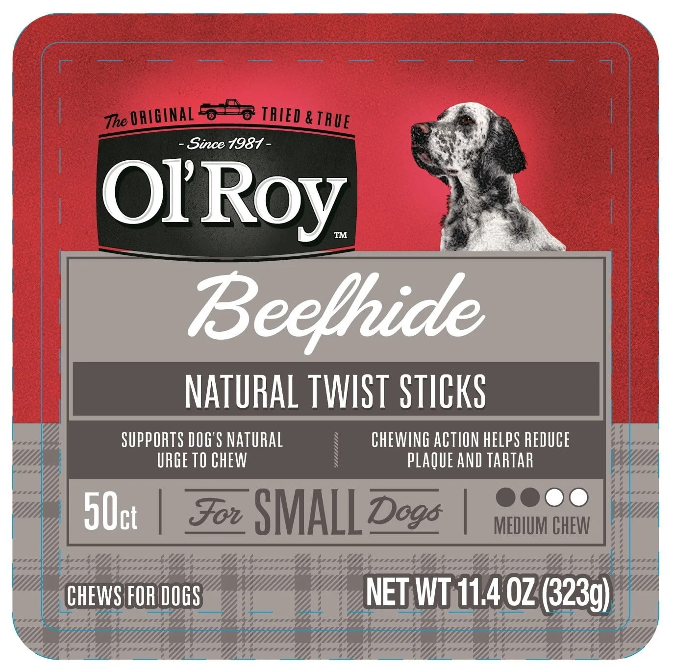 (6 pack) Ol Roy 5-inch Rawhide Sticks Natural Beef hide, Chews for Dogs, 11.4 oz, 50 Count