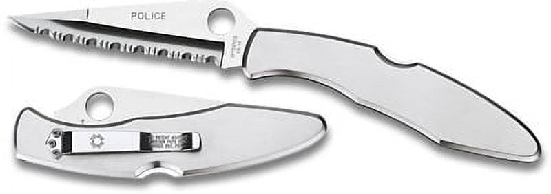 Spyderco Police Stainless Steel 4 1/8" Folding Pocket Knife, Serrated Edge - C07S