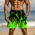 thumbnail image 2 of ZCFZJW Men's Swim Trunks Elastic Waistband Board Shorts Cute 3D Flame Printed Summer Quick Dry Swimsuit Swimwear Holiday Party Bathing Suit with Pockets Green XXXL, 2 of 9