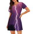 thumbnail image 1 of Disketp Thunderstorm Violet Purple para Camisón Corto de Manga Corta para Mujeres, Camisón Cómodo con Escote Redondo, Bonito y Confortable, 1 of 6
