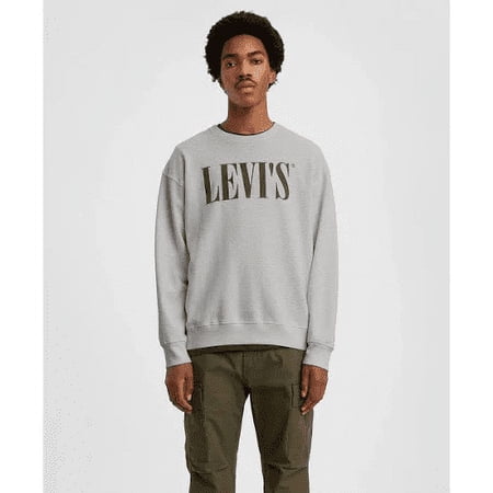 UPC 194576002770 product image for Levi s Men s GREY HEATHER Fleece Logo Print Sweatshirt  XL | upcitemdb.com
