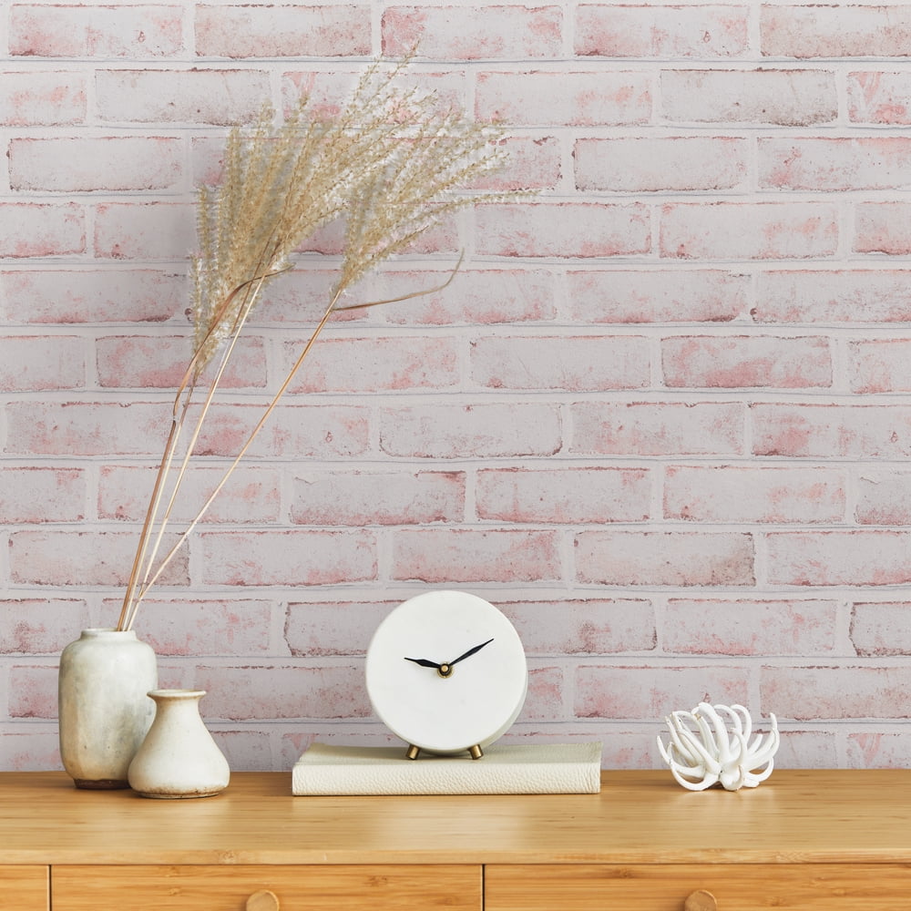 Tempaper Brick White-Washed Peel and Stick Wallpaper, 20.5" x 16.5'