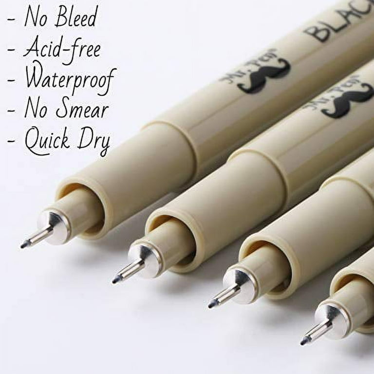 Mr. Pen- Drawing Pens for Artists, 8 Pack Black Multiliner/Fineliner Micro Anime / Sketch Pens, Line Art /Inking Pens, Fine Point Bible Journaling Pen