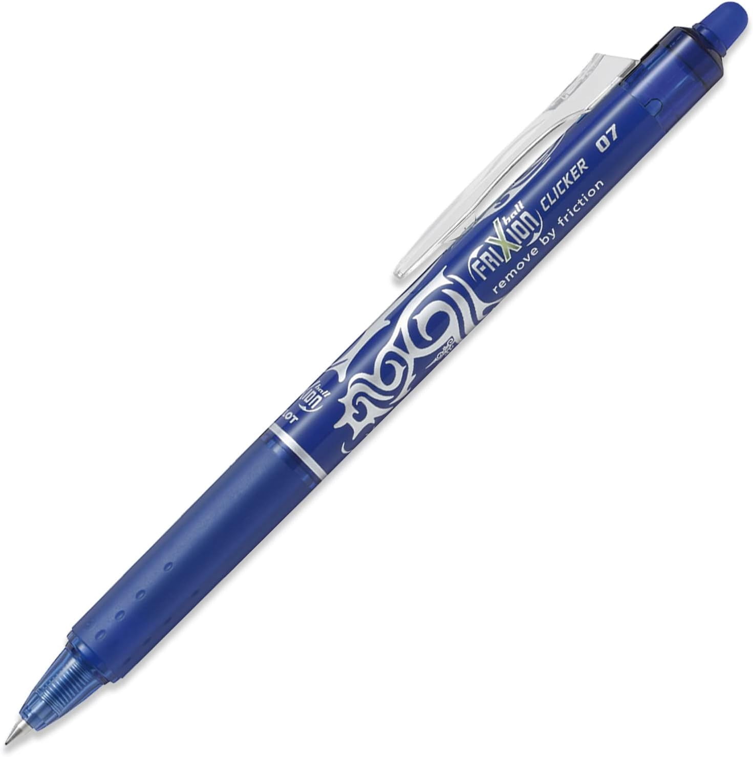 Pilot FriXion Clicker Fine Erasable Rollerball Pen - Retractable 0.7mm Nib - Wallet of 5 - Essentials - Black, Blue, Red, Green, Violet