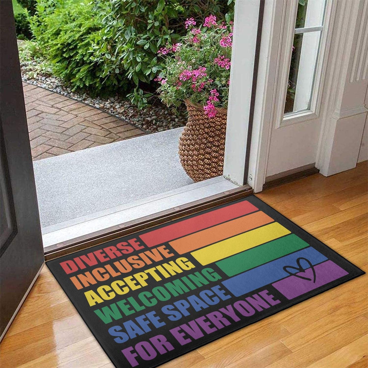 Rainbow Doormat Non-Slip Absorbent Resist Dirt Front Door Mat Machine Washable Welcome Mats Outdoor Inside Floor Rugs for Entryway 30" X 17"