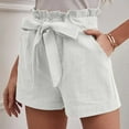 thumbnail image 4 of Womens Shorts Casual Summer Ruffle Hem Bow Tie Waistband High Waisted Beach Vacation Trendy 2025 with Pockets S-2XL, 4 of 8