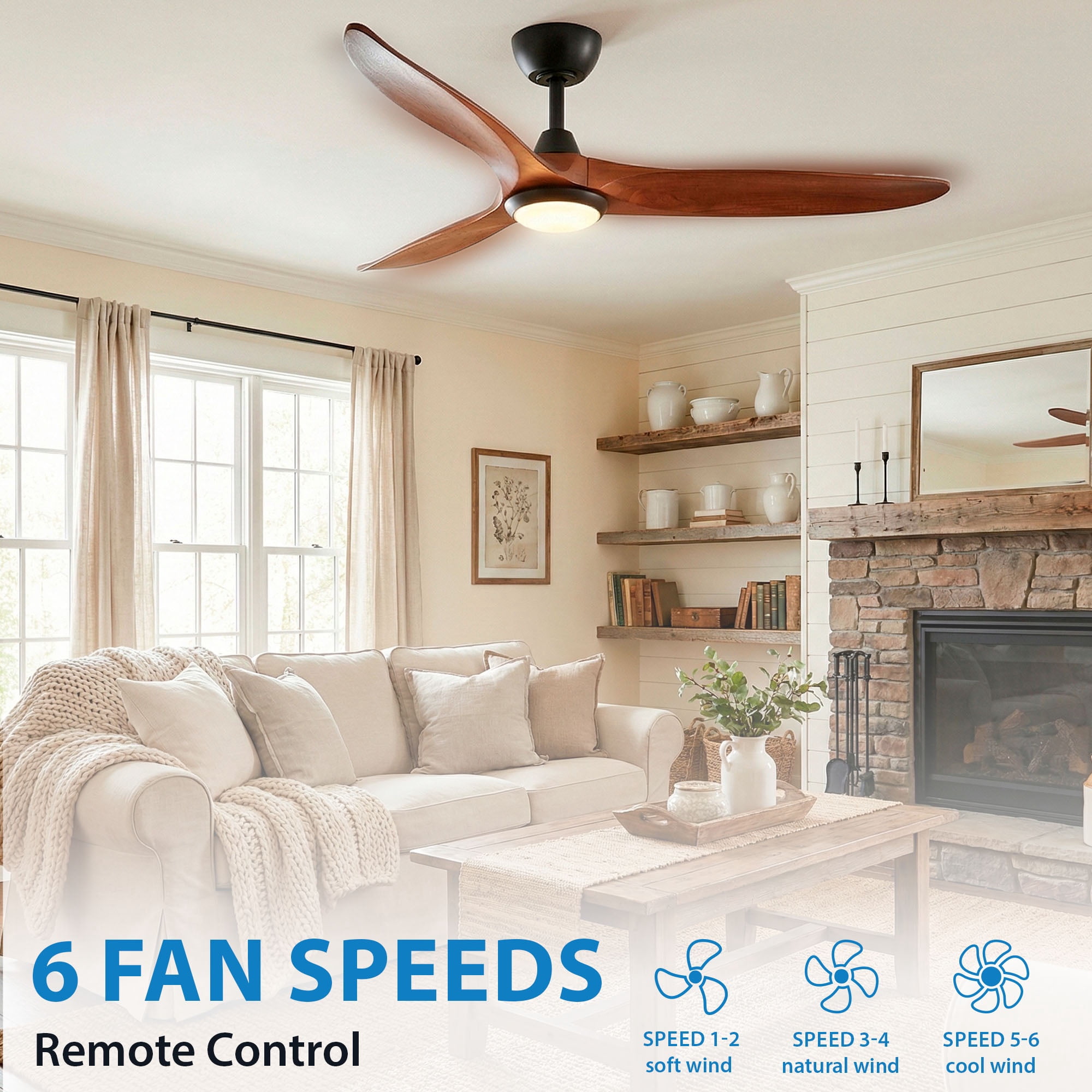 Better Homes & Gardens 52" Melinda Matte Black Indoor/Outdoor Downrod Ceiling Fan with Light Kit and Remote Control