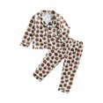 thumbnail image 1 of Conjunto de pijama de lino y algodón con estampado de calabaza de Halloween para bebés y niños pequeños, pijama de manga larga con botones y cuello halter., 1 of 6