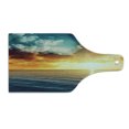 thumbnail image 2 of Ocean Cutting Board, Majestic Sunset over the Sea Scenic Idyllic Aquatic View Morning Picture, Tempered Glass Cutting and Serving Board, Wine Bottle Shape, Turquoise Orange Blue, by Ambesonne, 2 of 5