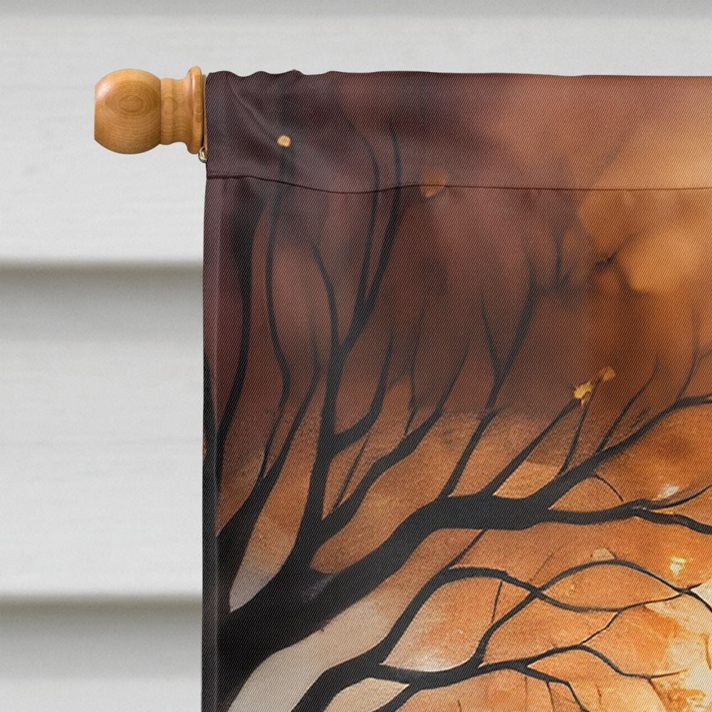 Halloween Golden Retriever Dog House Flag 28x40IN Double-Sided Polyester Decorative Sleeve Pole Flag for Outdoor Home Garden