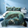 thumbnail image 2 of Erosebridal Sea Manatee Twin Quilt Set, Marine Animal Twin Coverlet Set, Reversible 2pcs, 1 Bedspread and 1 Pillowcase, 2 of 7
