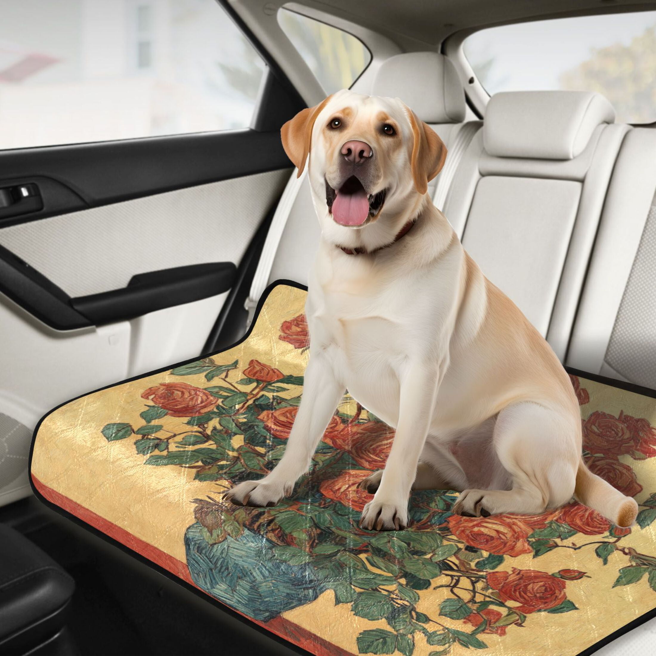 Qxltty Oil Painting Patterns for Red Rose Pots Cat litter Pads Pet Set of 2 Diaper Mats Center Anti-leakage Layer Absorbent Soft and Comfortable