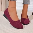 thumbnail image 6 of XUNKUSGA Shoes for Women Classic Soild Color Wedges Heels Slip On Shoes Women Lightweight Comfortable Closed Round Toe Womens Dress Shoes for Work,Red,9.5, 6 of 6