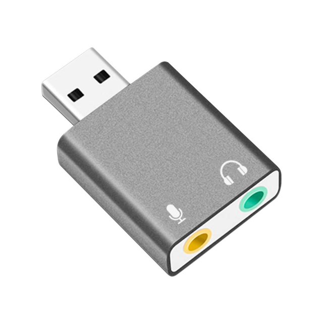 Convertidor BRobotix de USB 2.0 a 3.5mm, Audio y Micrófono. Gris. Brobotix 263571
