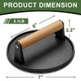 thumbnail image 6 of Burger Press, 7" Round Heavy-Duty Cast Iron Smash Bacon Press Meat Steak with Wood Handle for Griddle, Sandwich, Nonstick Pan, 6 of 7