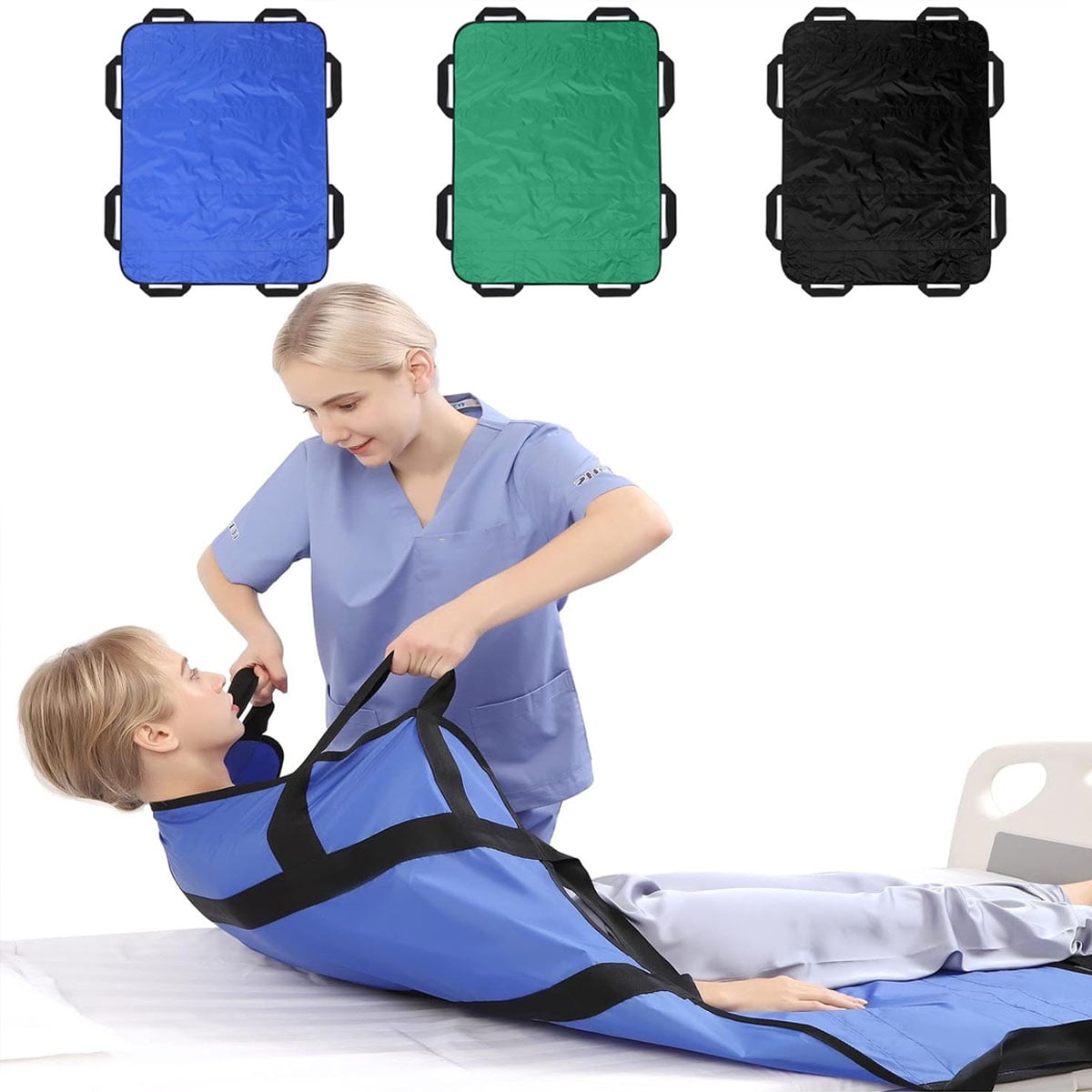 48 x 40 Inch Repositioning Bed Pad with Handles - Reusable & Washable Incontinence Underpad for Home, Hospital, Elderly and Patient Care,Black