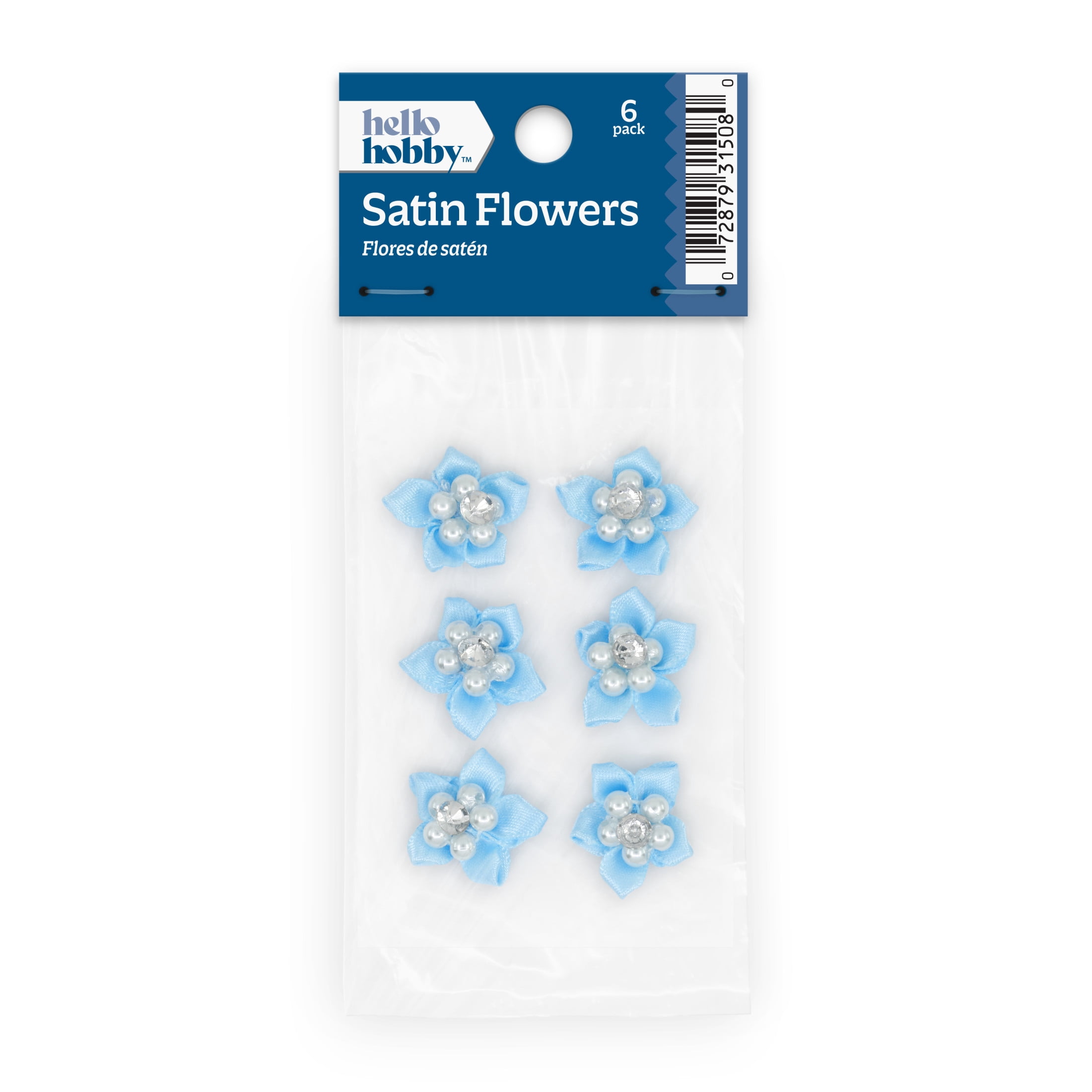 Hello Hobby Accessory Sheer Flowers, Light Blue, 6 piece