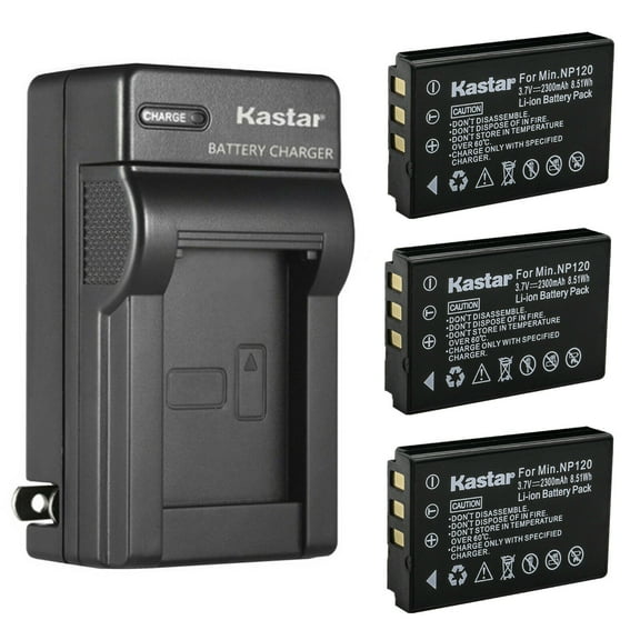 Kastar 4-Pack Battery and AC Wall Charger Replacement for Minolta NP-120 Battery, Minolta MN35Z 20MP 35X Bridge Digital Camera