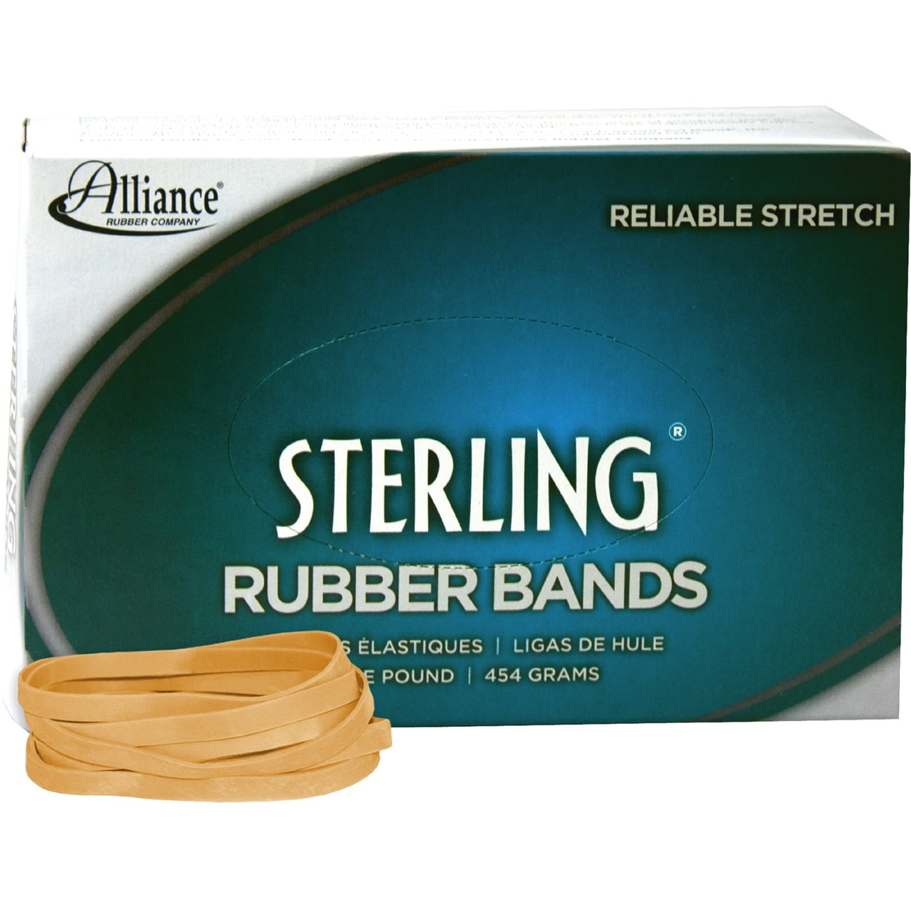 Alliance Sterling Ergonomically Correct Rubber Bands, #64, 3-1/2 x 1/4, 425 Bands/1lb Box