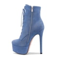 thumbnail image 3 of Aachcol Bottines Courtes pour Femmes Talon Aiguille Plateforme Bout Rond Chaussures Habillées Lacets Suède 6.5 Pouces, 3 of 5