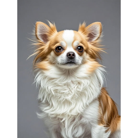 5D Diamond Painting Long Haired Chihuahua Diamond Art DIY Kits Full Round Drill Crystal by Number Stitch Embroidery Arts and Crafts for Living Room Bedroom Home Wall Decor 12x16 inch / 30x40cm