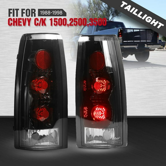 For 88-98 Chevy GMC C/K1500 2500 3500 LED Tail Lights Black Clear Rear Lamp Pair