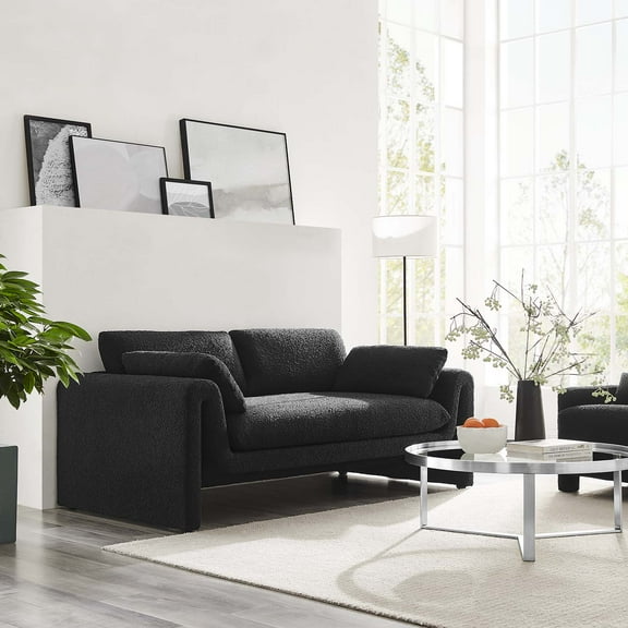 Modway Waverly Boucle Fabric Sofa in Black