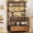 Rustic Brown, variant on 35.4 inch Bakers Rack with Storage, Power Outlet and LED Lights, Coffee Bar Cabinet, Microwave Stand Kitchen Cabinet