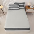 thumbnail image 4 of Homewish Gray Horizontal Stripes Zipper Twin Comforter Sets with Fitted Sheet and 2 Pillowcases,Aesthetic Artwork Zipper Bedding Set,Light Gray Reversible,4pcs, 4 of 8
