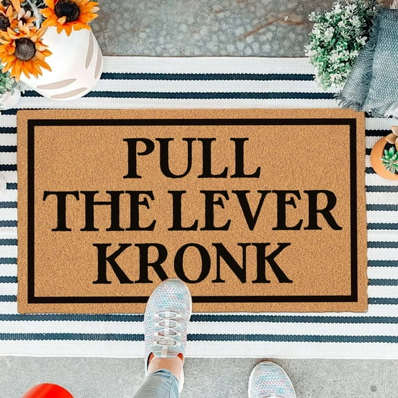 Funny Doormat Front Door Mat Entryway Outdoor Mat with Heavy Duty Front Porch Welcome Mats Entry Brown Mat House Warming Gift Mat 29.5 x 17 inch (Pull The Lever Kronk)
