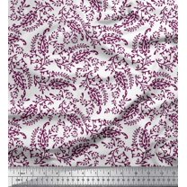 Soimoi Japan Crepe Satin Fabric Leaves & Paisley Block Print Fabric by Yard 42 Inch Wide