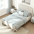thumbnail image 5 of Costway Full Size Velvet Bed Frame with Height Adjustable Vertical Channel Headboard, Beige, 5 of 11