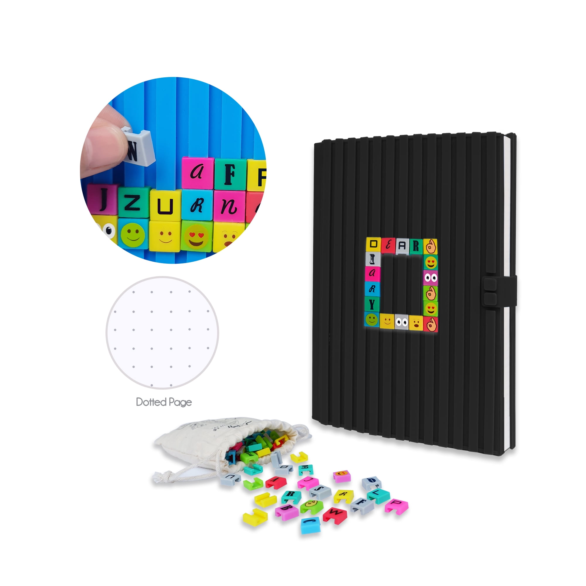 WAFF Black Writing Notebooks for Work Journal for Women 200 Paper Pages 5.75 x4 inch Cute Notebook