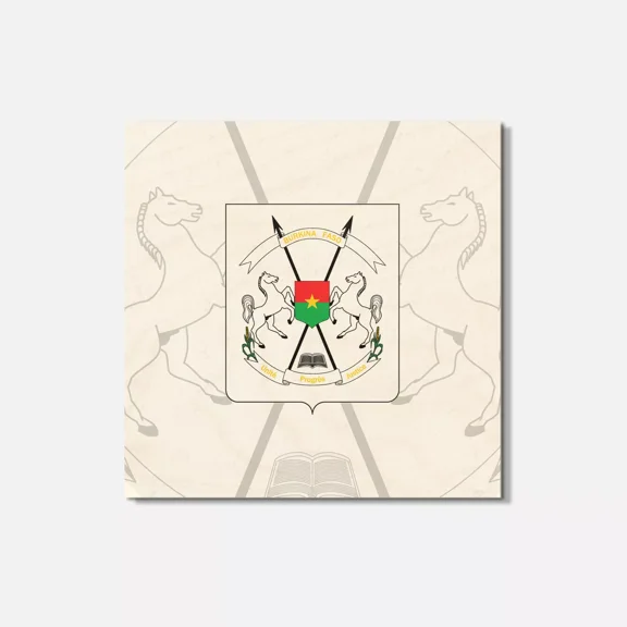 Burkina Faso Coat Of Arms 4'' X 4'' Square Wooden Coaster