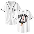 thumbnail image 1 of Werenoi Maillot de Baseball Pyramide 2 Merch Col en V pour Femmes et Hommes Manches Courtes Mode Urbaine, TG, Blanc, 1 of 3
