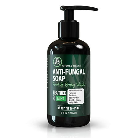 Antifungal Antibacterial Soap & Body Wash - Natural Fungal Treatment with Tea Tree Oil for Jock Itch, Athletes Foot, Body Odor, Nail Fungus, Ringworm, Eczema & Back Acne - For