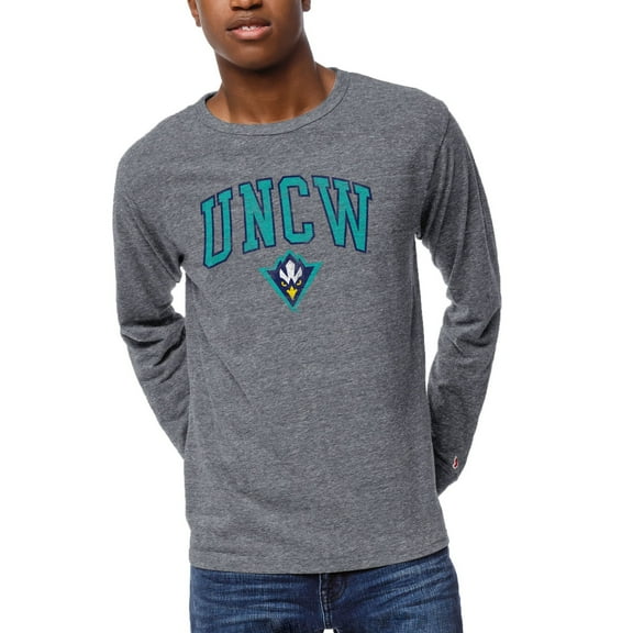Men's League Collegiate Wear Heather Gray UNC Wilmington Seahawks 1965 Victory Falls Long Sleeve Tri-Blend T-Shirt